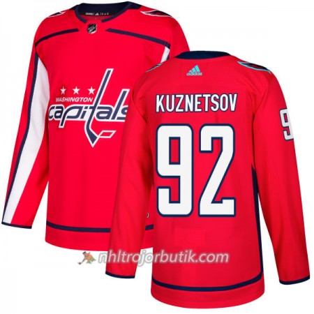 Män Ishockey Washington Capitals Tröja Evgeny Kuznetsov 92 Adidas 2017-2018 Röd Authentic